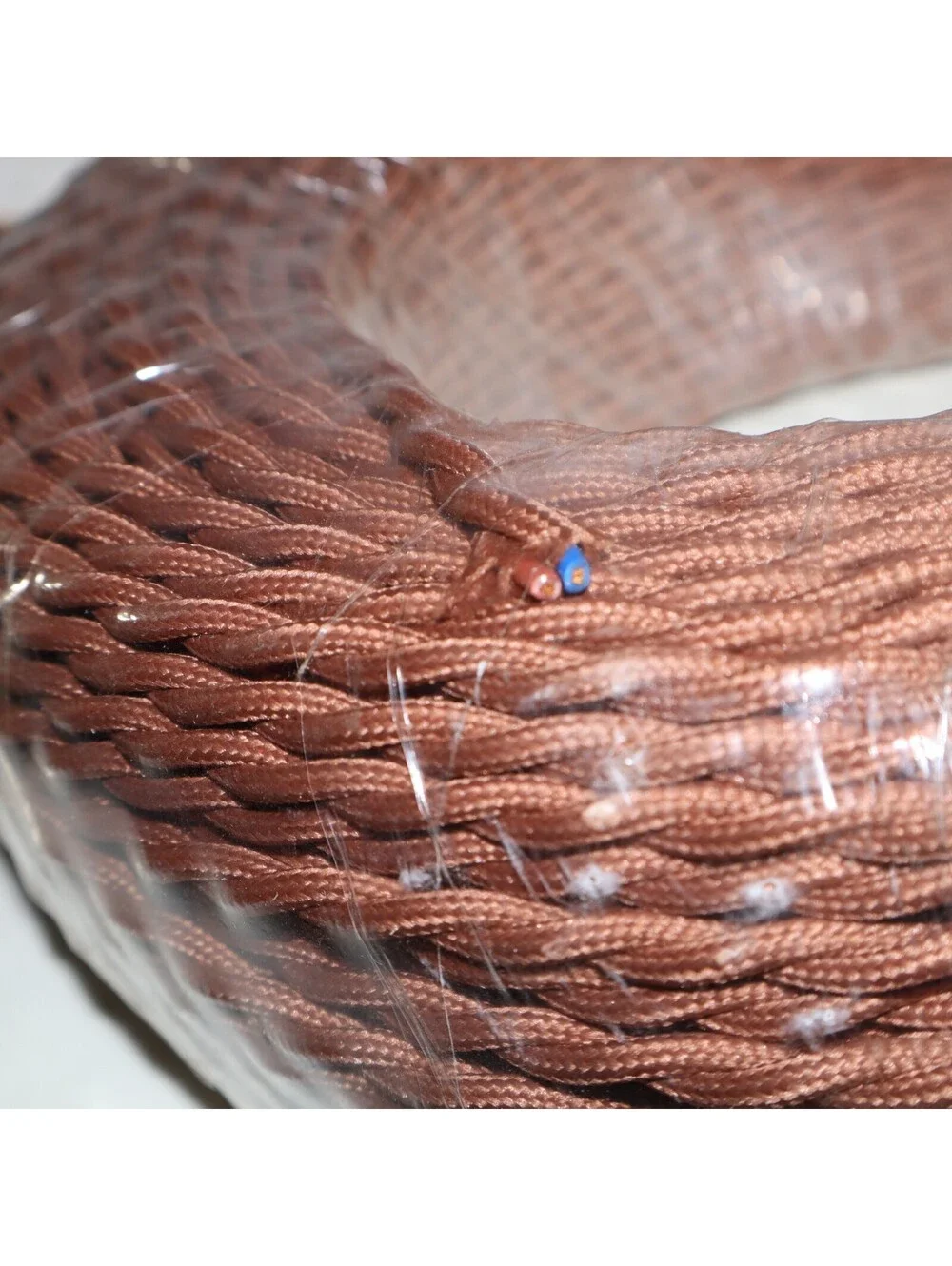 Brown Twisted Cloth Covered Electrical Wire 2-Core Vintage Lamp Cord Cable